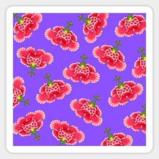 Chinese Vintage Pink and Red Flowers with Deep Purple- Hong Kong Traditional Floral Pattern Sticker